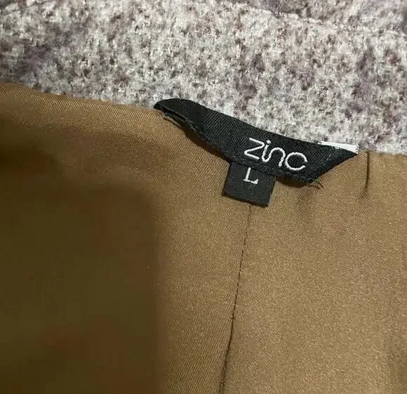 Zinc Women's Gray Tweed Swing Coat with Ruffle Collar Size Large - Picture 4 of 4